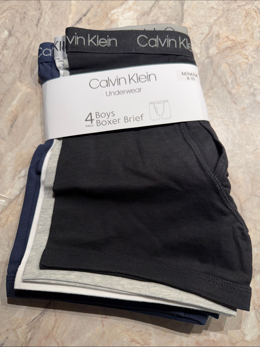Calvin Klein Boys 4-Pack Boxer Briefs in Black, Navy, Gray, White